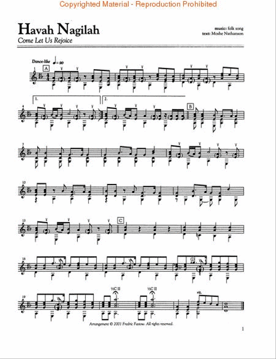 Jewish Songs for Classical Guitar Acoustic Guitar scores gallery preview page 2