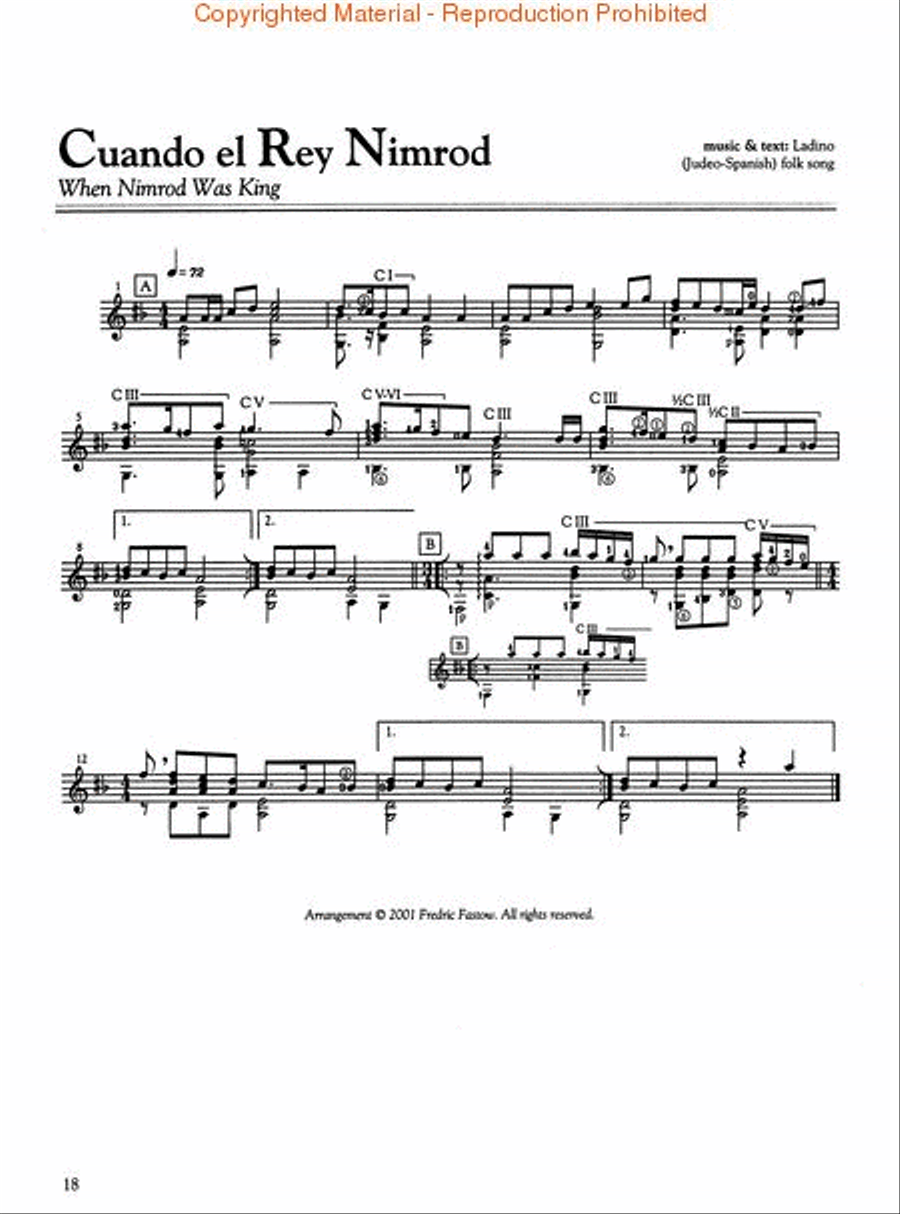 Jewish Songs for Classical Guitar Acoustic Guitar scores gallery preview page 4