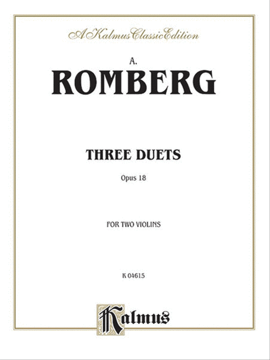 3 Duets, Op. 18 by Bernhard Romberg Violin - Sheet Music