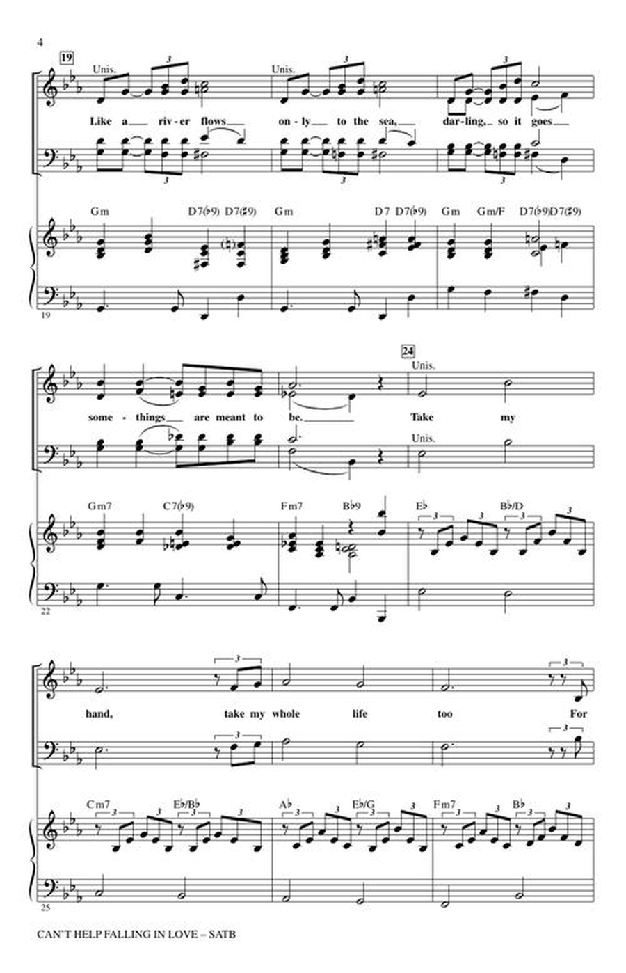 Can't Help Falling in Love 4-Part scores gallery preview page 5