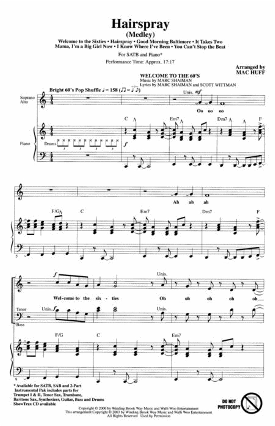 Hairspray (Medley) Hairspray (Medley) 4-Part scores gallery preview page 2