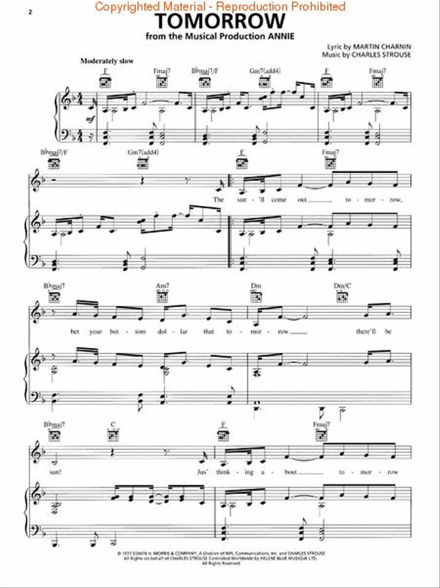 Tomorrow (from Annie) Piano, Vocal, Guitar scores gallery preview page 2