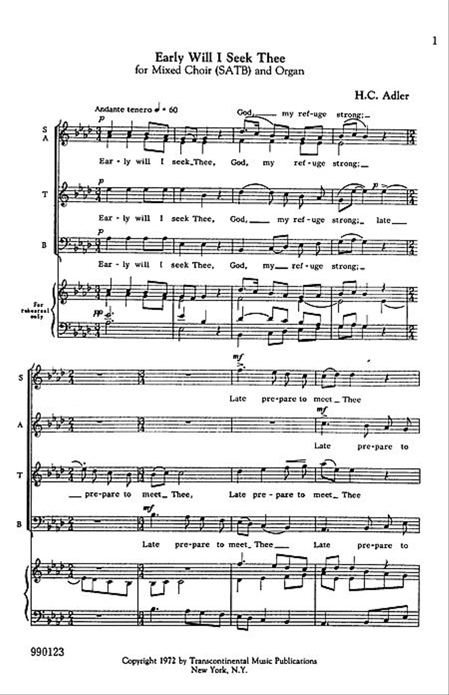 Early Will I Seek Thee 4-Part scores gallery preview page 1