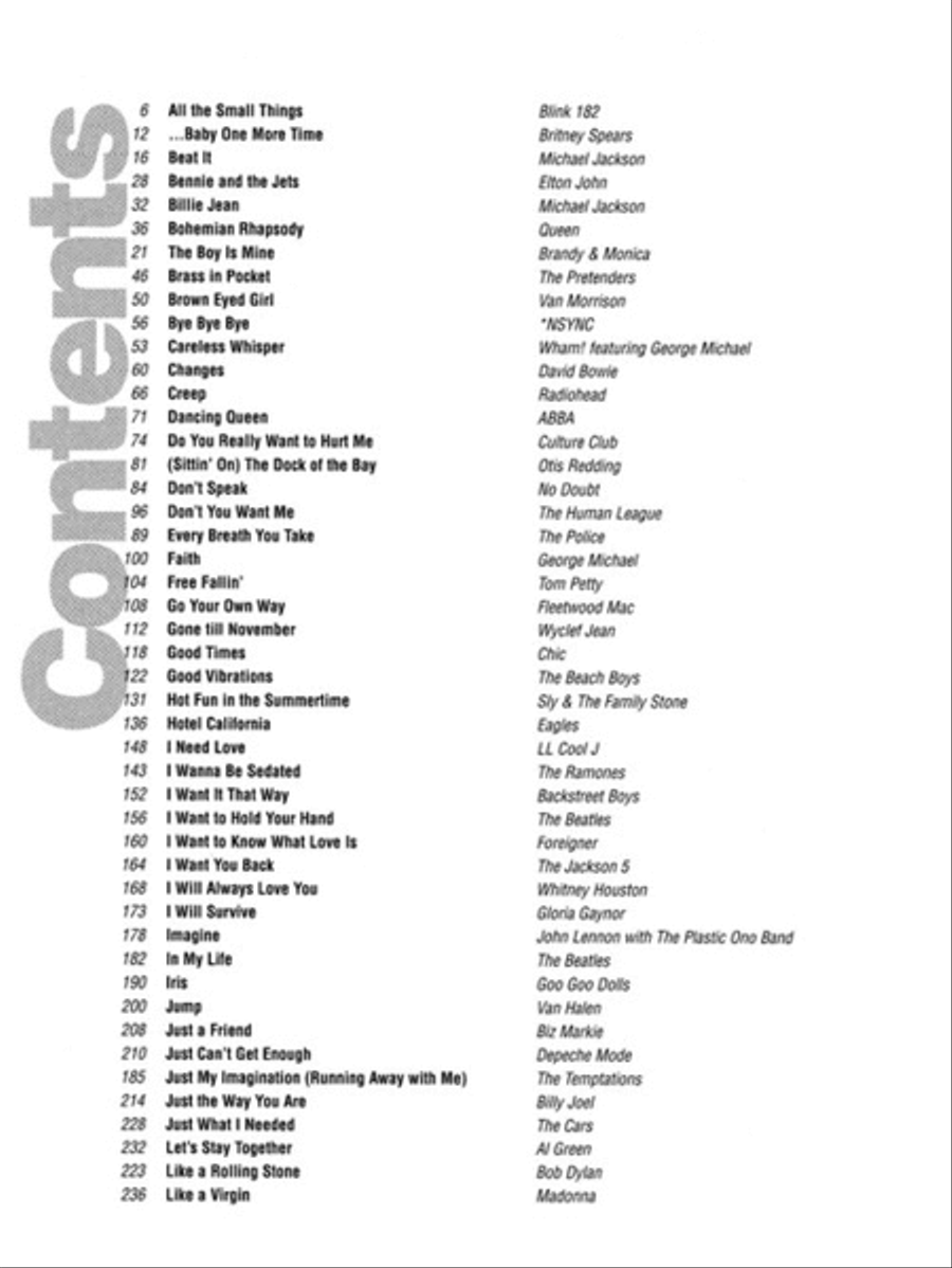 Selections from MTV's 100 Greatest Pop Songs Piano, Vocal, Guitar scores gallery preview page 2