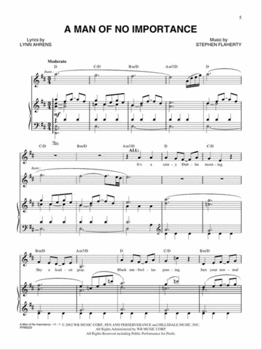A Man of No Importance Piano, Vocal, Guitar scores gallery preview page 5