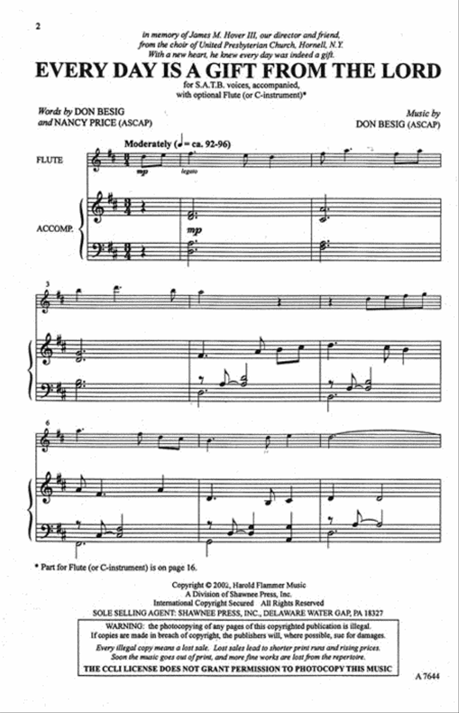 Every Day Is a Gift from the Lord 4-Part scores gallery preview page 2