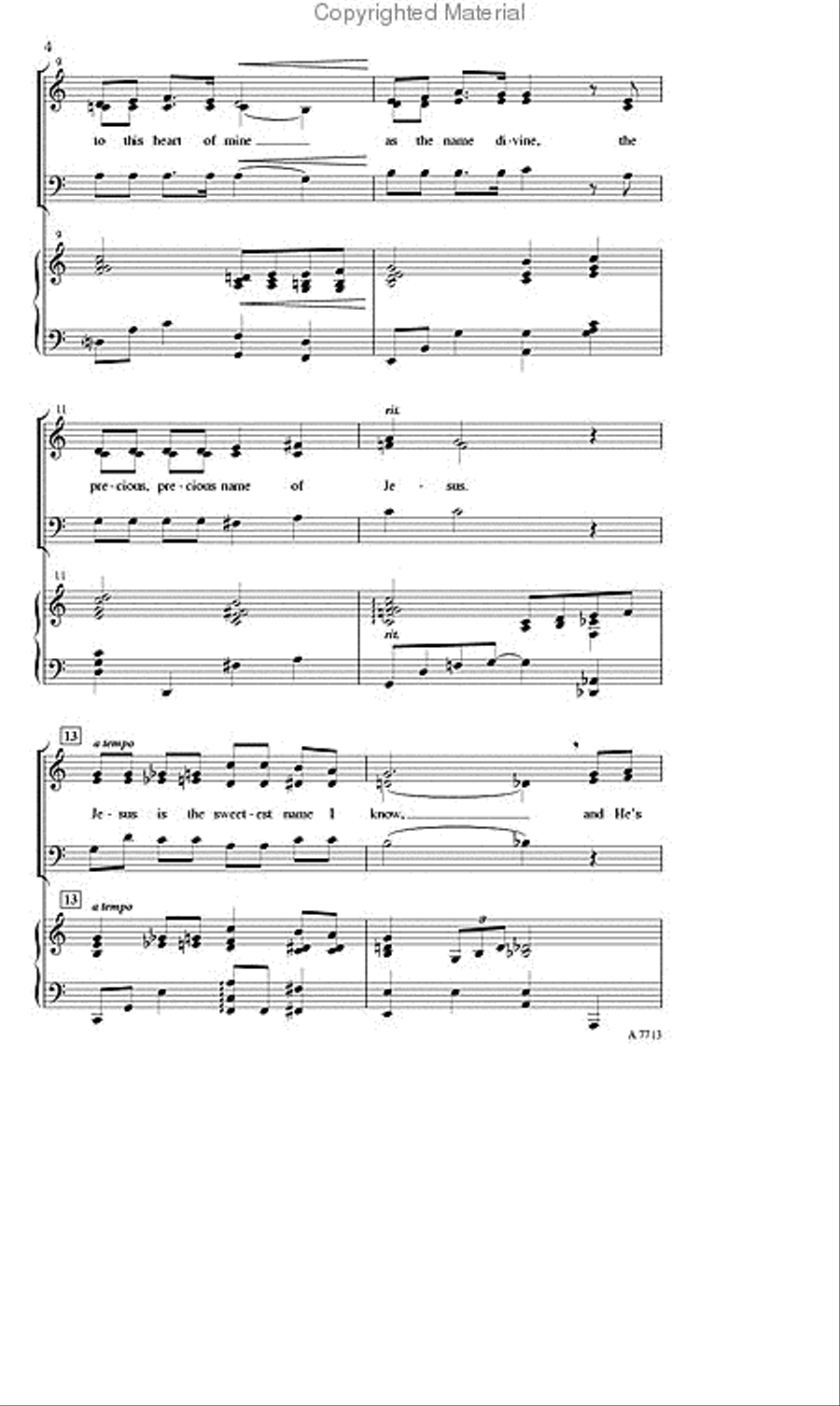 Jesus Is the Sweetest Name I Know 4-Part scores gallery preview page 3
