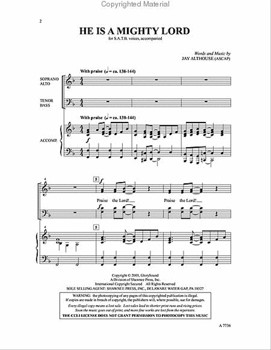He Is a Mighty Lord He Is a Mighty Lord 4-Part scores gallery preview page 2