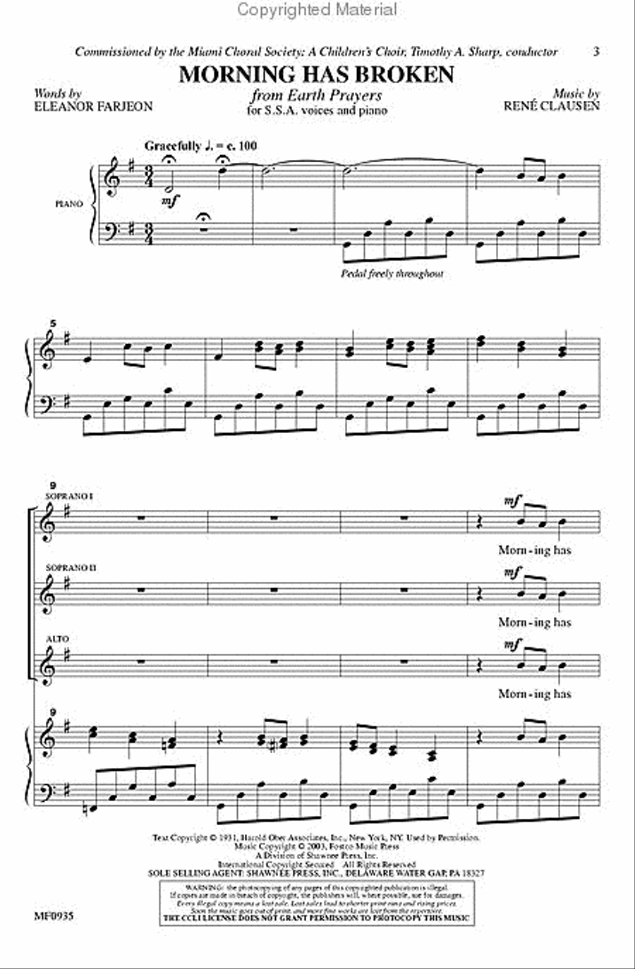 Morning Has Broken Morning Has Broken SSA scores gallery preview page 2