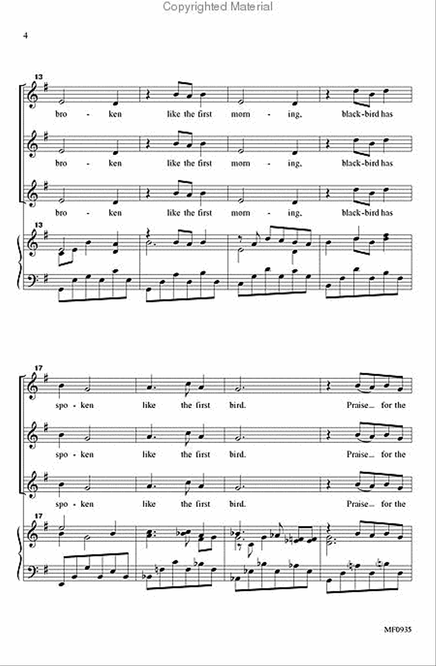 Morning Has Broken Morning Has Broken SSA scores gallery preview page 3