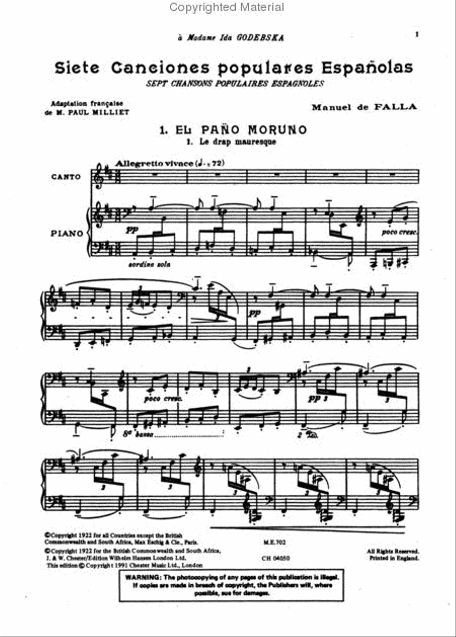 De Falla: 7 Canciones Populares Espanolas Medium Voice scores gallery preview page 2