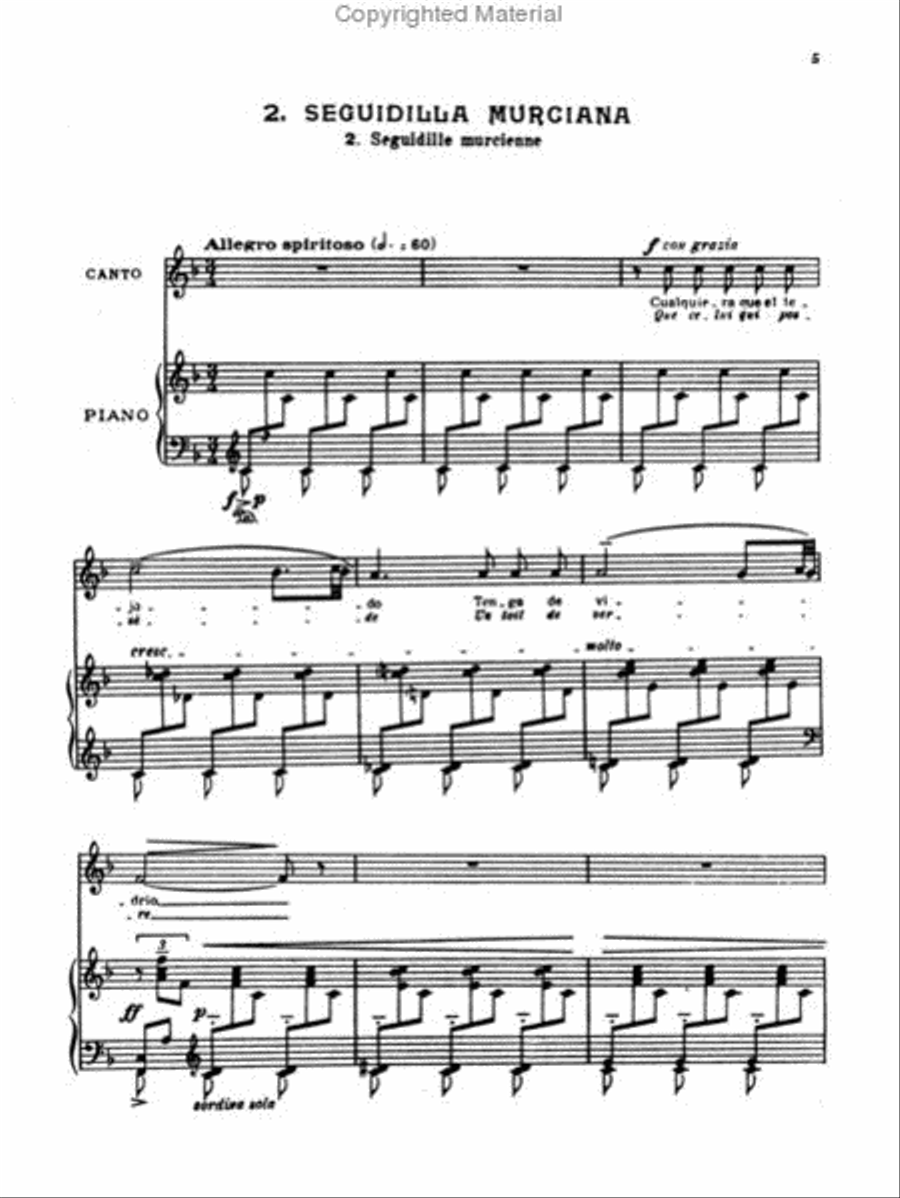 De Falla: 7 Canciones Populares Espanolas Medium Voice scores gallery preview page 3