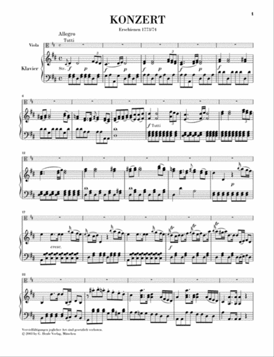 Viola Concerto No. 1 D Major Piano Accompaniment scores gallery preview page 2