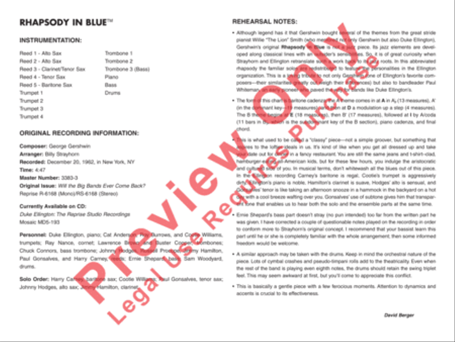 Rhapsody in Blue Rhapsody in Blue Jazz Ensemble scores gallery preview page 5