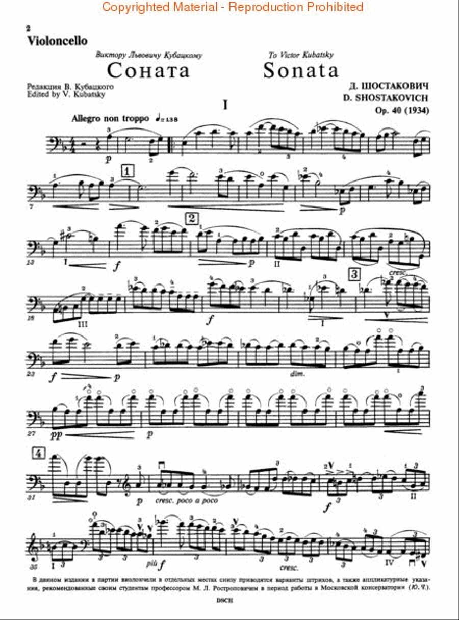 Sonata for Cello and Piano, Op. 40 Piano Accompaniment scores gallery preview page 2