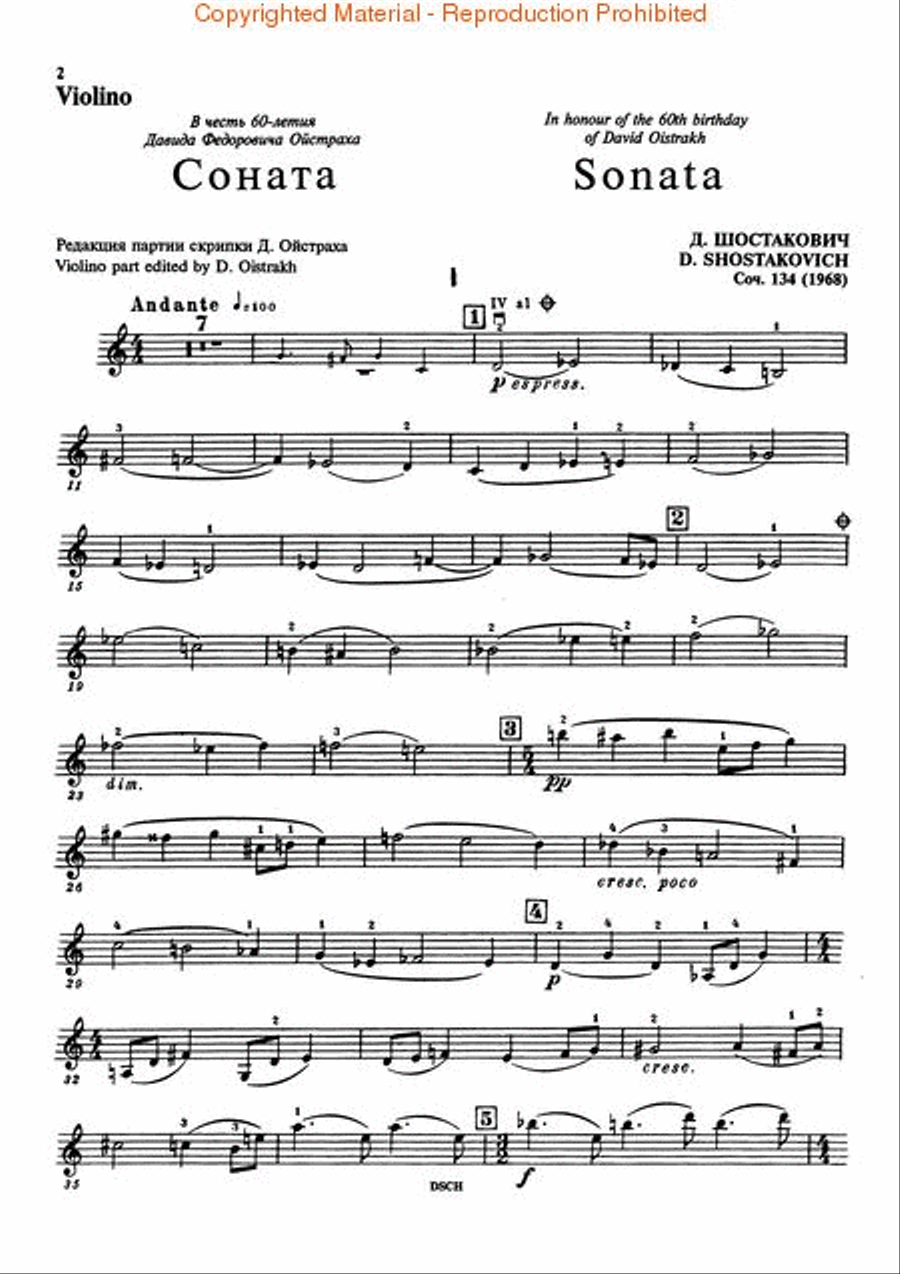 Sonata for Violin and Piano, Op. 134 Violin Solo scores gallery preview page 2