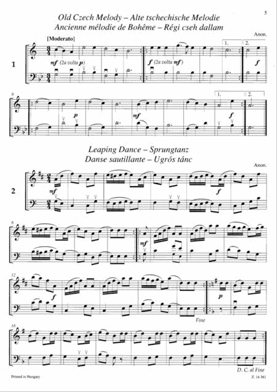 Duets for Clarinet (B-flat) and Bassoon (or Cello) for Beginners Bassoon scores gallery preview page 5