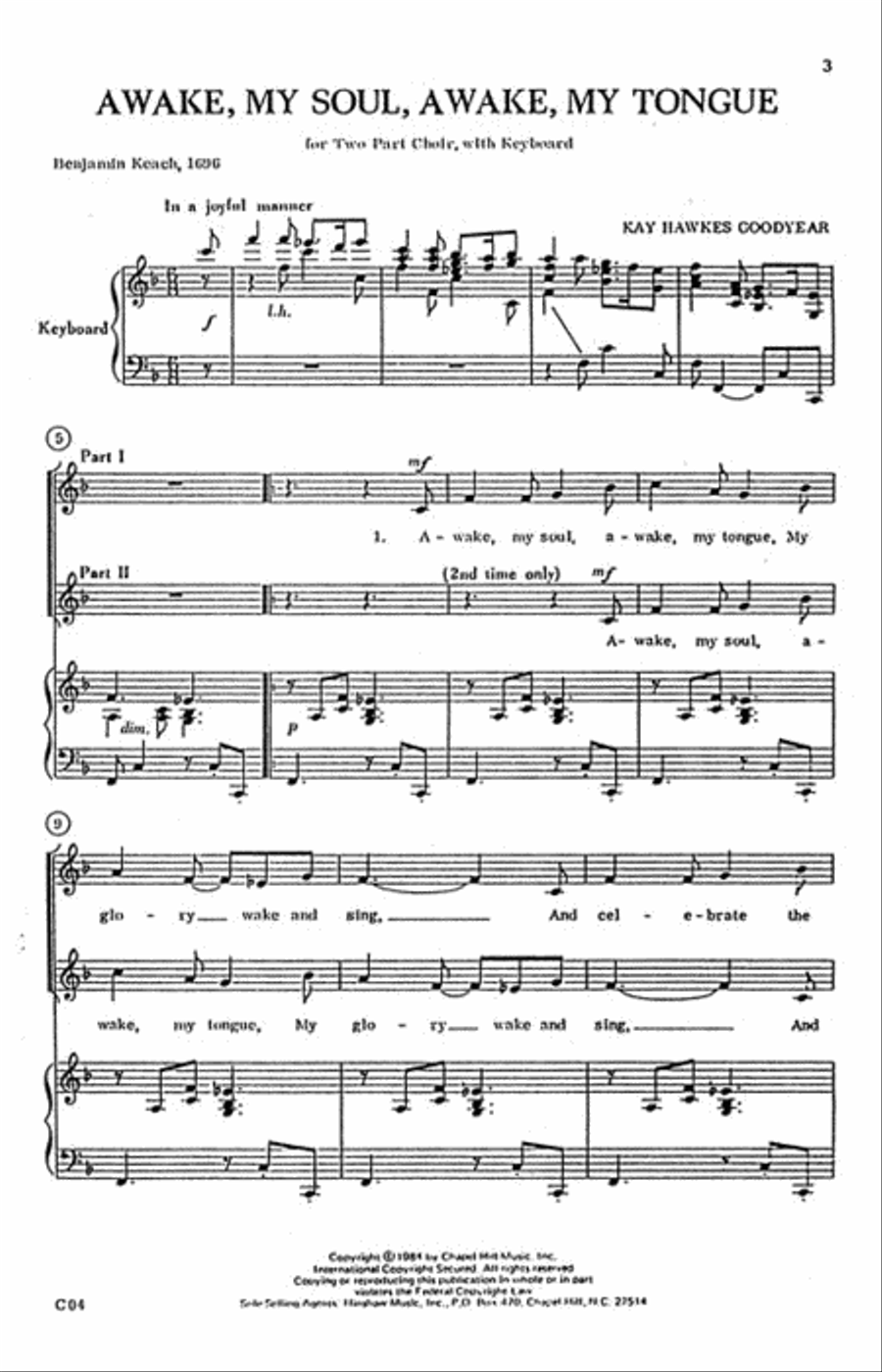 Awake, My Soul, Awake, My Tongue 2-Part scores gallery preview page 2
