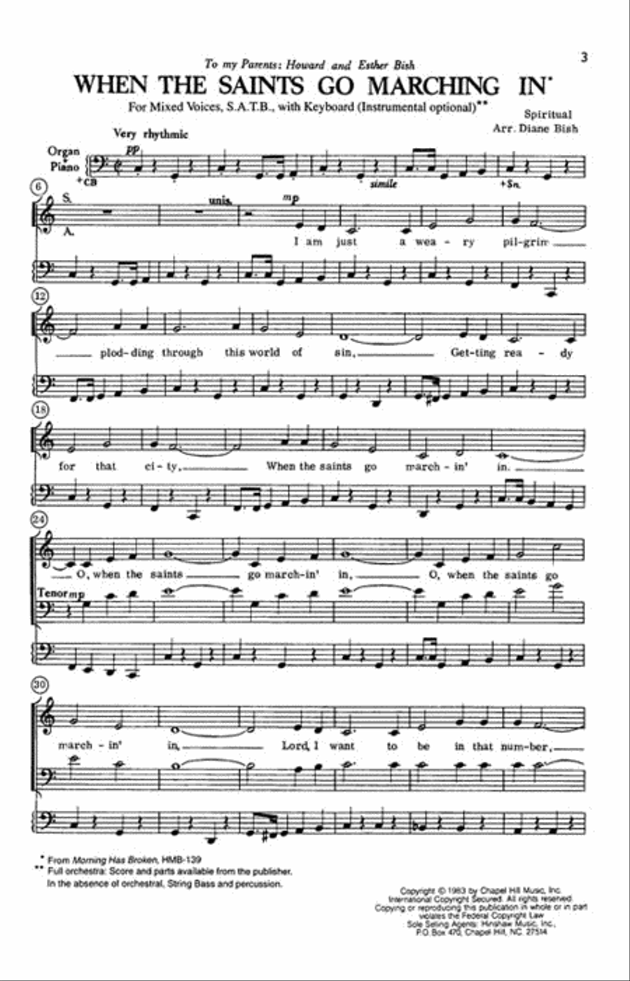 When the Saints Go Marching In 4-Part scores gallery preview page 2