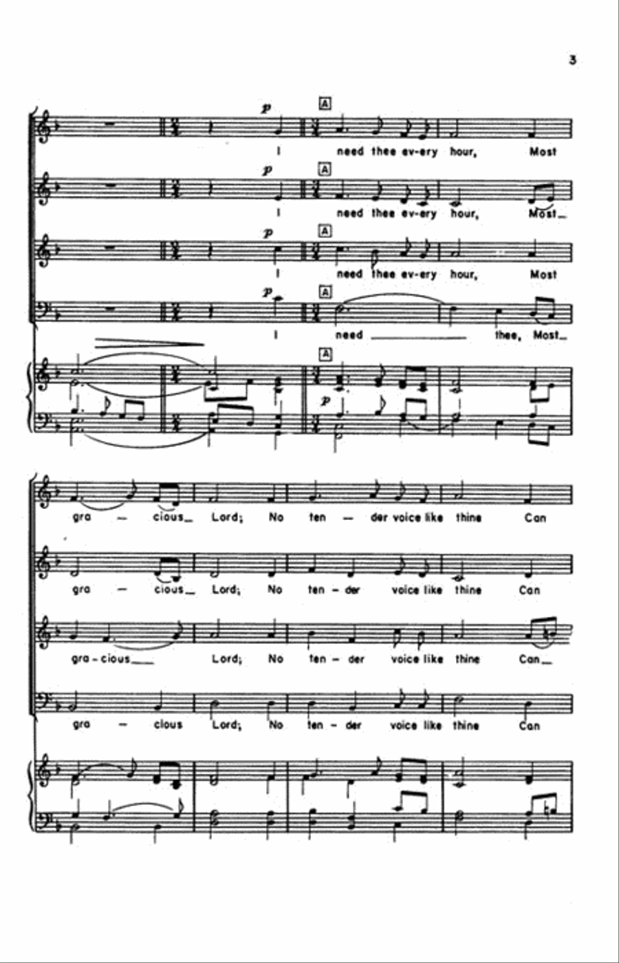 I Need Thee Every Hour I Need Thee Every Hour 4-Part scores gallery preview page 3