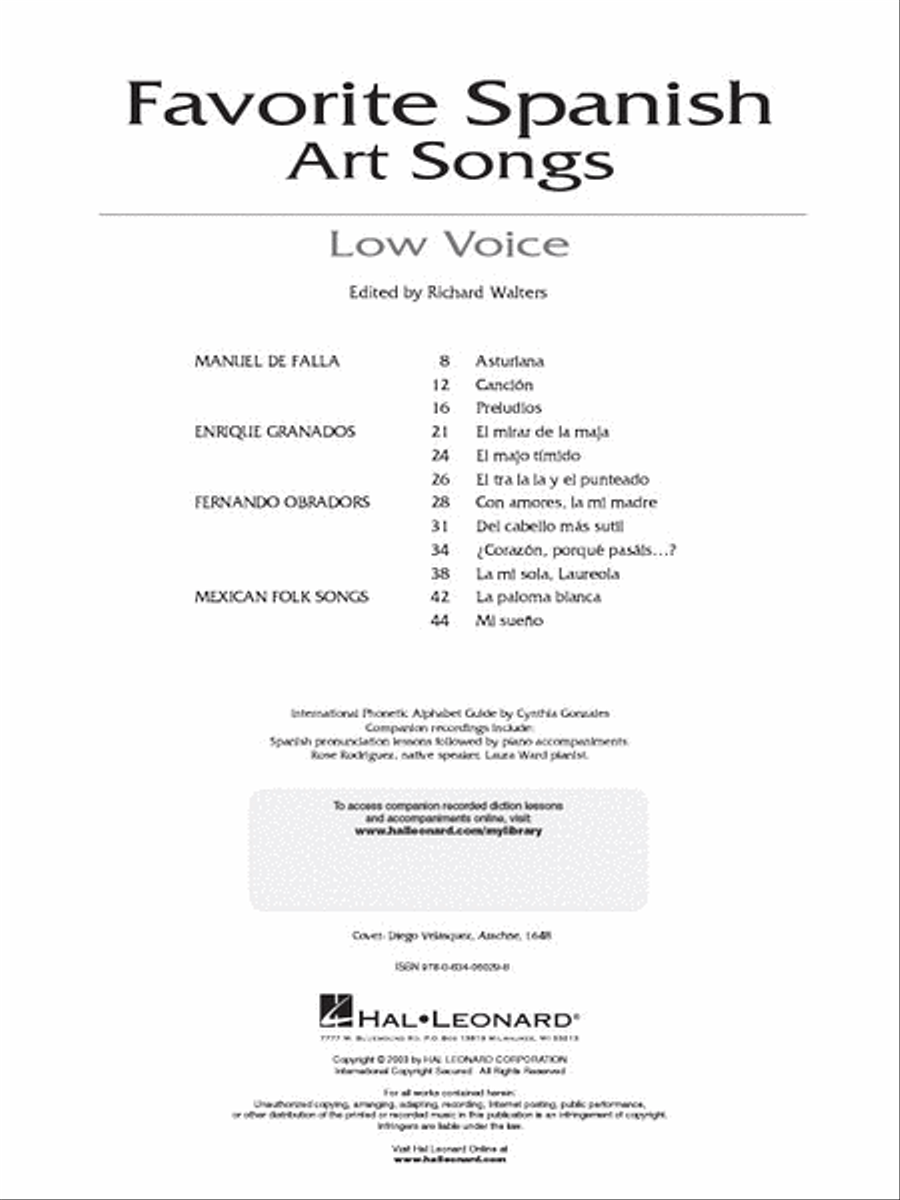 Favorite Spanish Art Songs Low Voice scores gallery preview page 2
