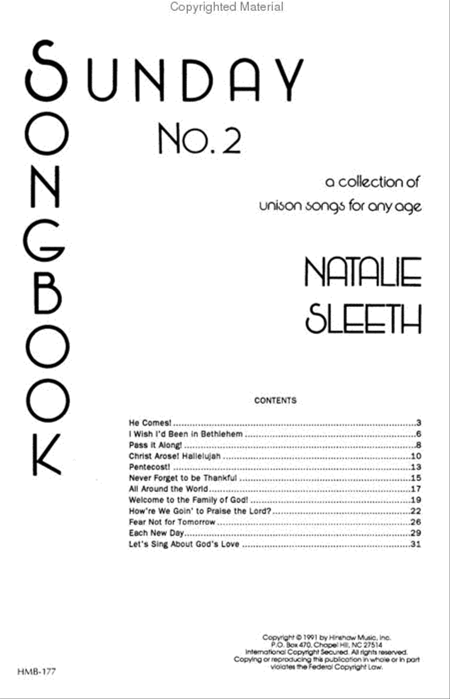 Sunday Songbook II Sunday Songbook II Unison Choir scores gallery preview page 2