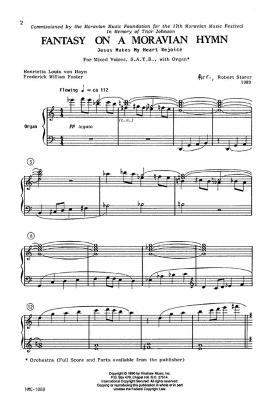 Fantasy on a Moravian Hymn 4-Part scores gallery preview page 2