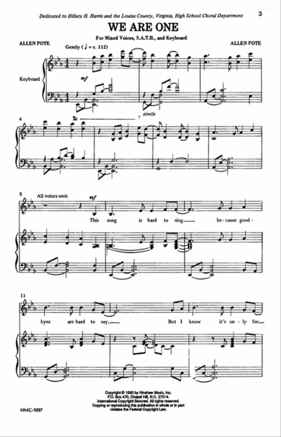 We Are One We Are One 4-Part scores gallery preview page 2