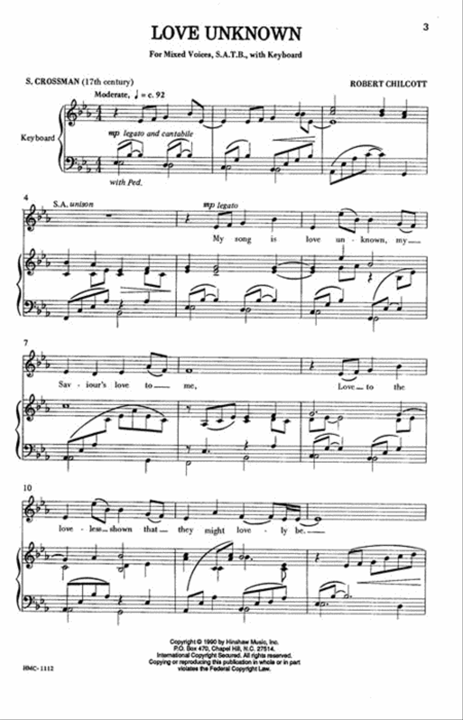 Love Unknown by Bob Chilcott 4-Part - Sheet Music page 2