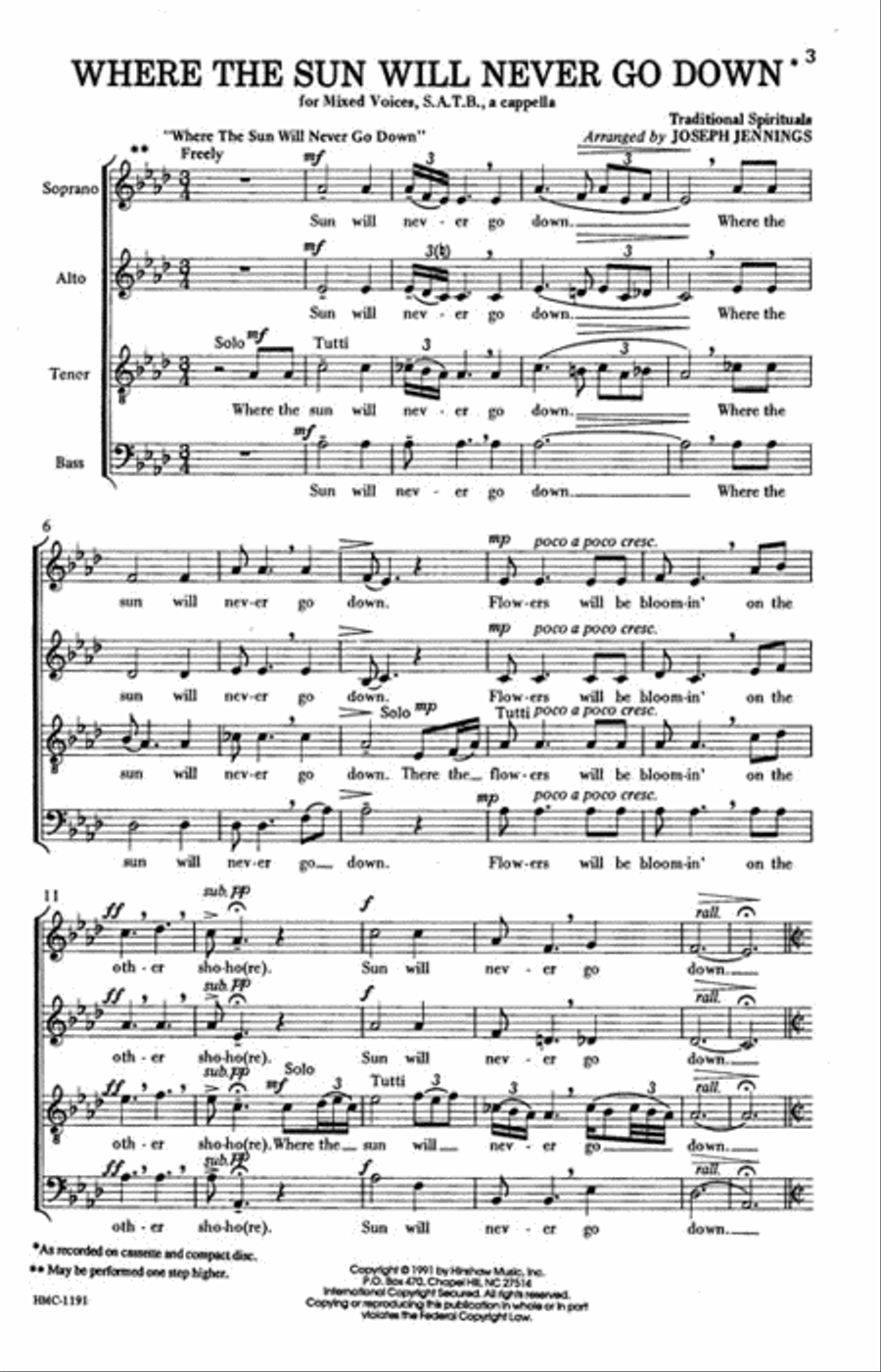 Where the Sun Will Never Go Down Divisi scores gallery preview page 2