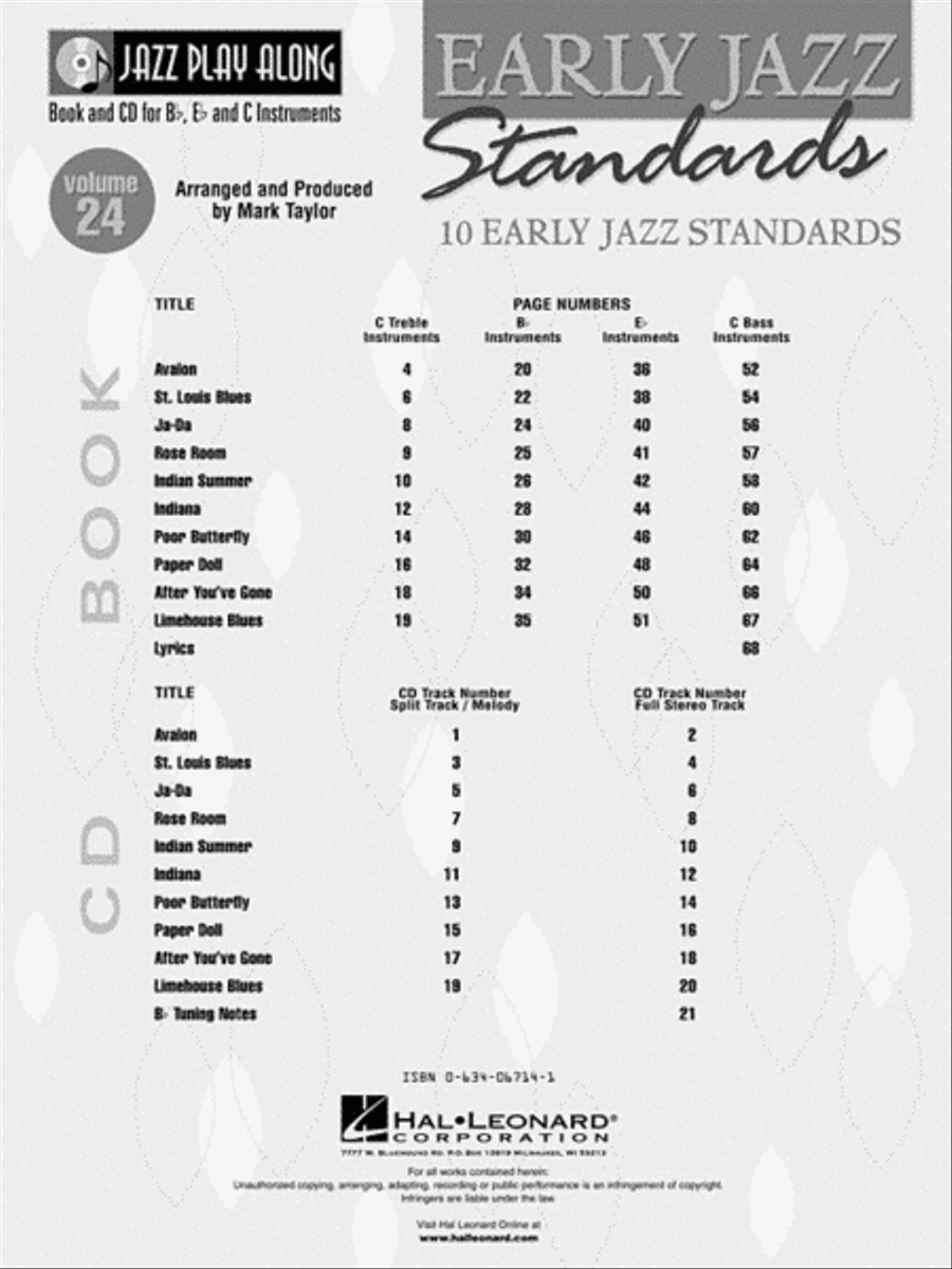 Early Jazz Standards C Instrument scores gallery preview page 3