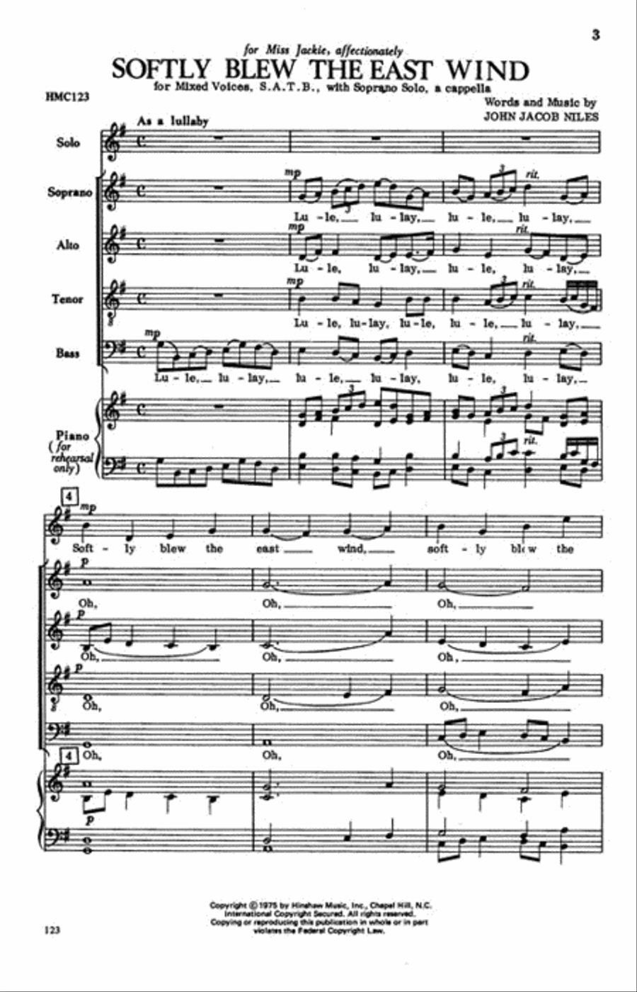 Softly Blew the East Wind 4-Part scores gallery preview page 2