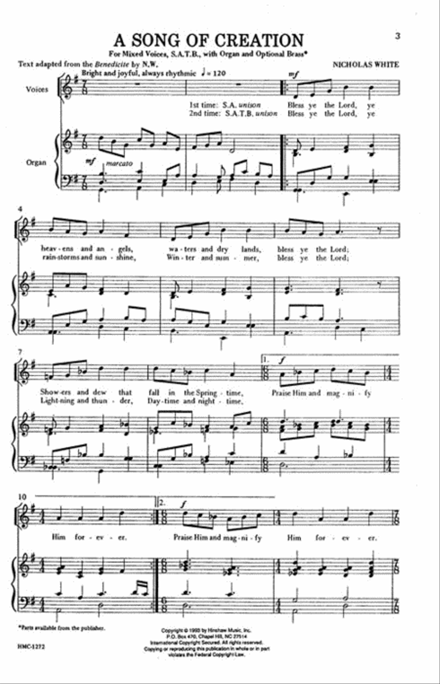 A Song of Creation A Song of Creation 4-Part scores gallery preview page 2