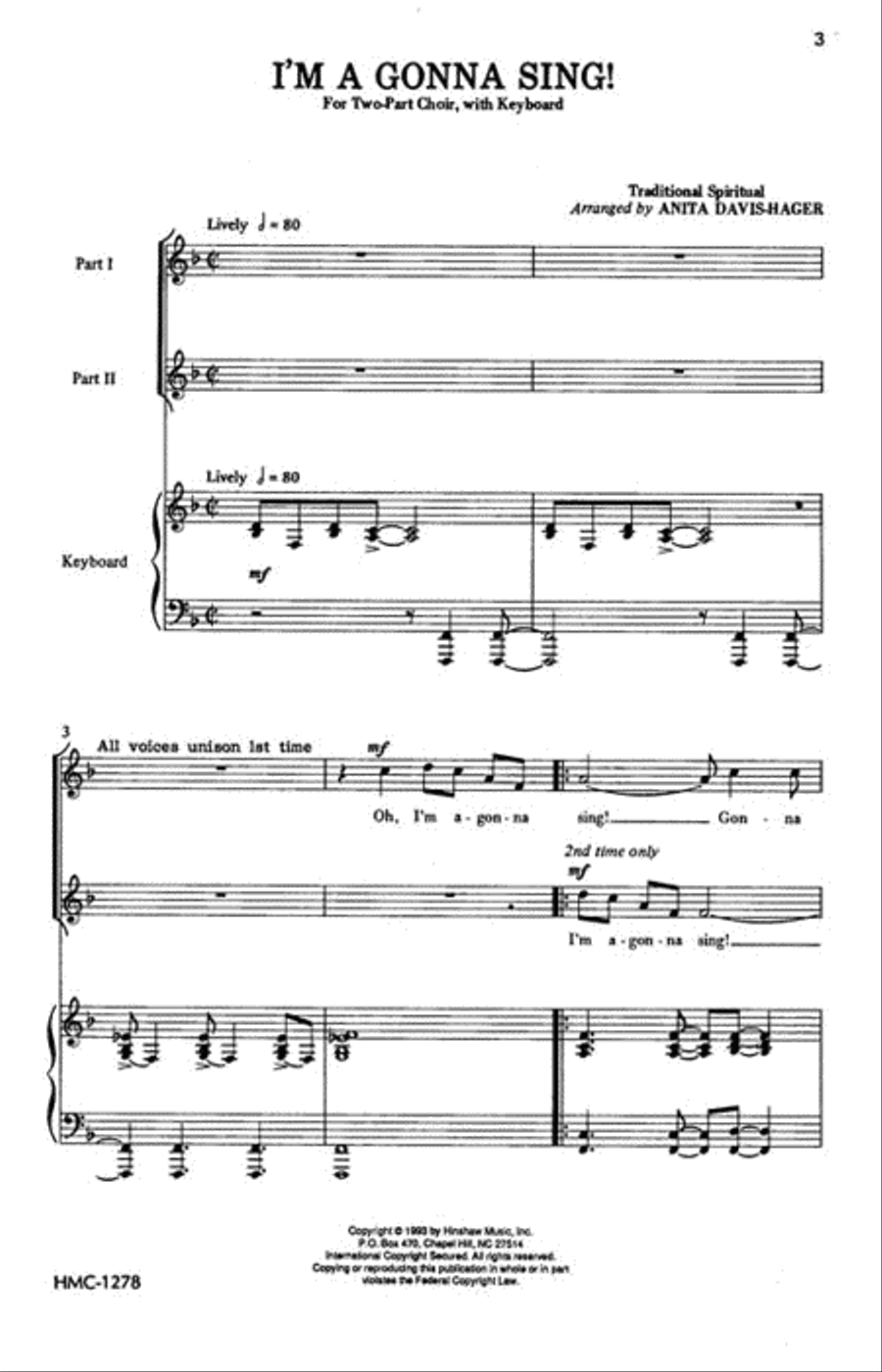 I'm a Gonna Sing! I'm a Gonna Sing! 2-Part scores gallery preview page 2