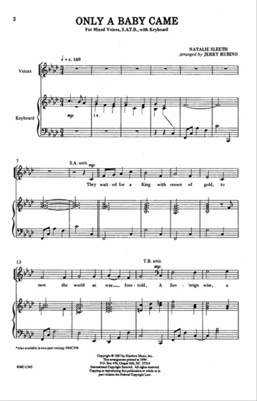 Only a Baby Came Only a Baby Came 4-Part scores gallery preview page 2