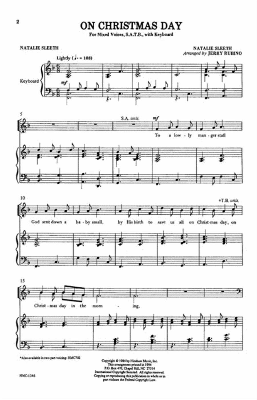 On Christmas Day On Christmas Day 4-Part scores gallery preview page 2