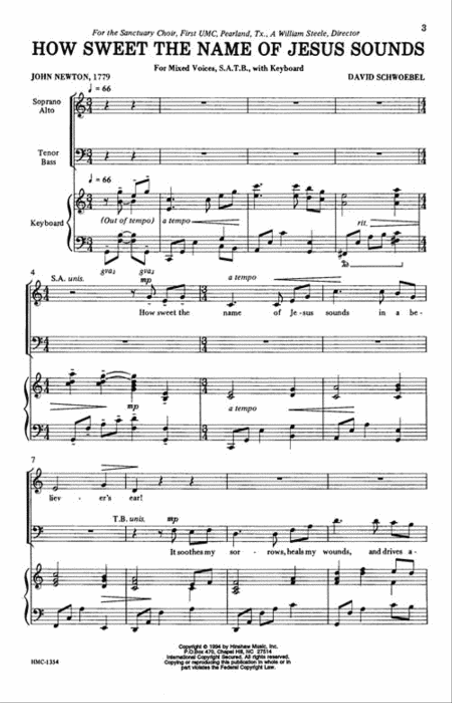 How Sweet the Name of Jesus Sounds 4-Part scores gallery preview page 2