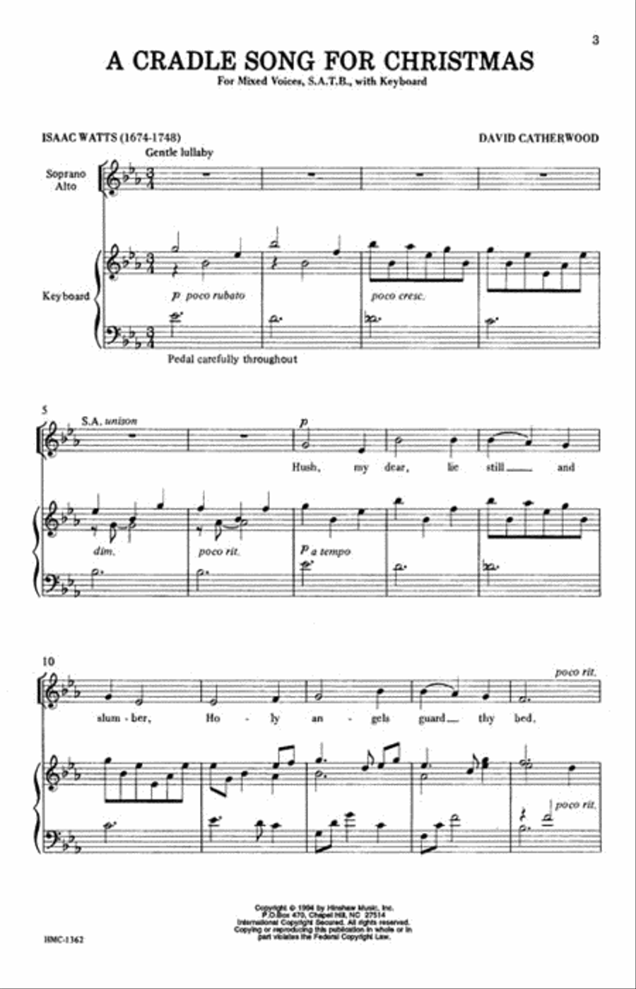 A Cradle Song for Christmas 4-Part scores gallery preview page 2