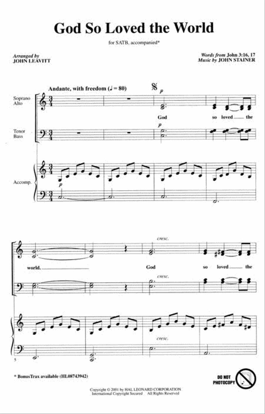 God So Loved the World God So Loved the World 4-Part scores gallery preview page 2