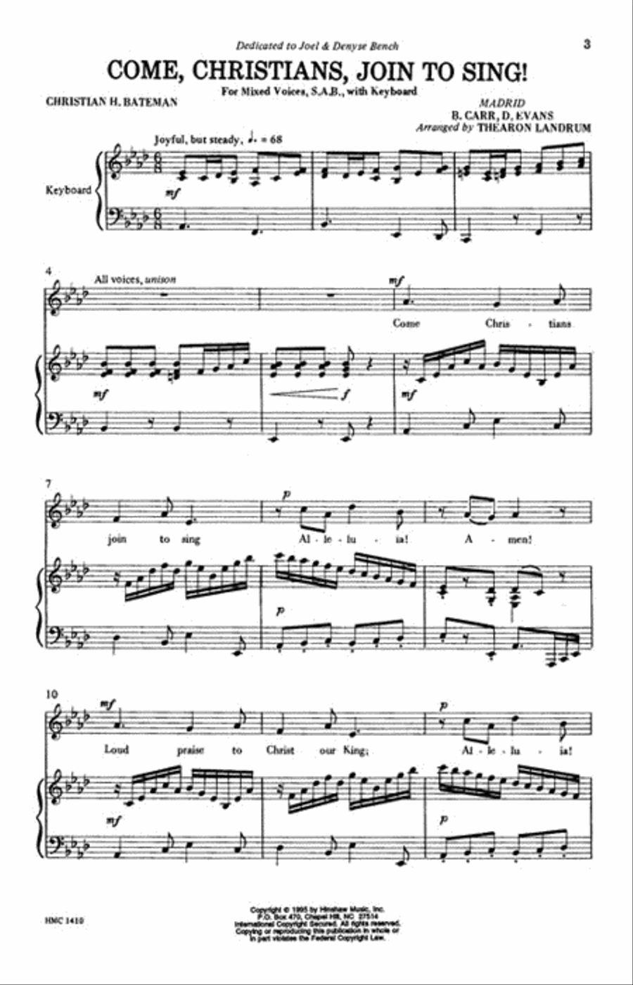 Come, Christians, Join to Sing! 3-Part scores gallery preview page 2