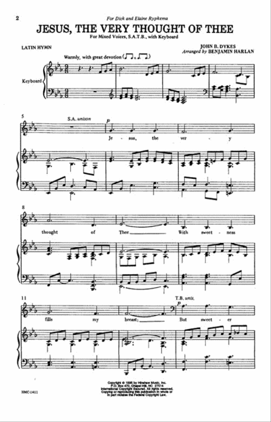 Jesus, the Very Thought of Thee 4-Part scores gallery preview page 2