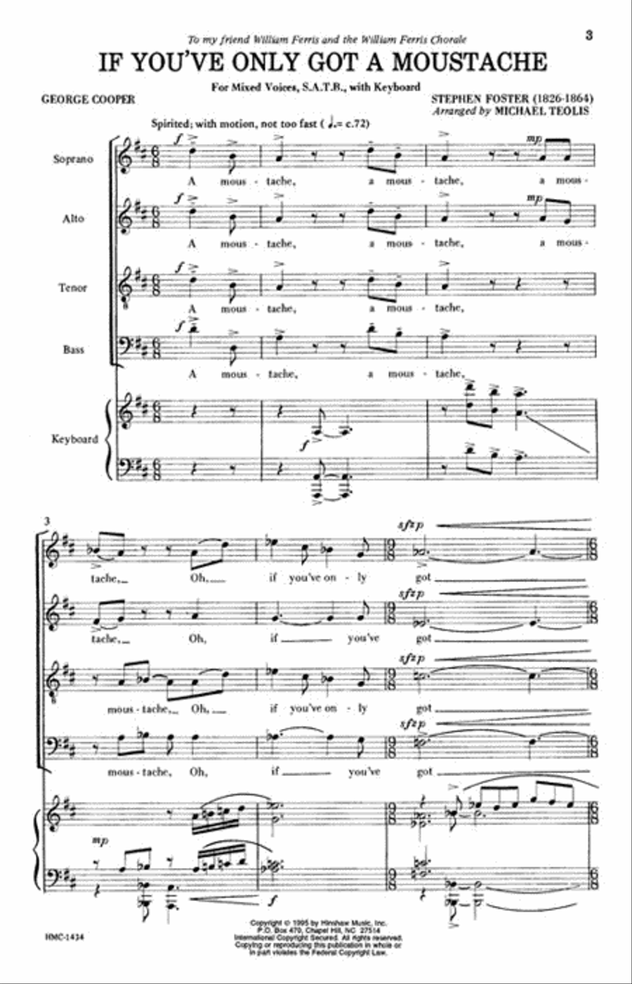 If You've Only Got a Moustache 4-Part scores gallery preview page 2