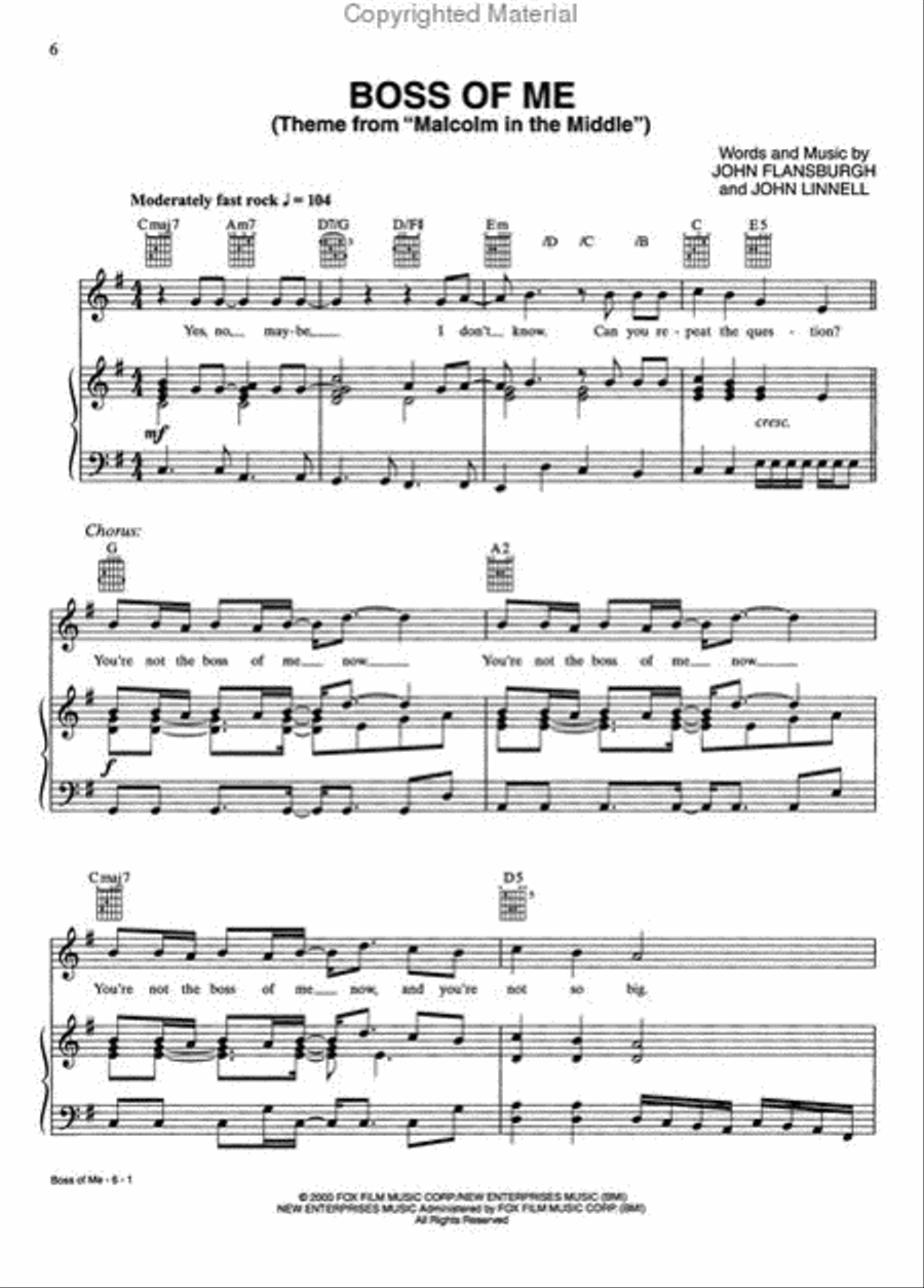 Television Sheet Music Hits Piano, Vocal, Guitar scores gallery preview page 3