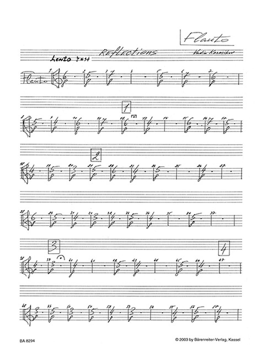 reflections for flute, clarinet, harp, vibraphone, violin, viola, cello (1995) Clarinet scores gallery preview page 2