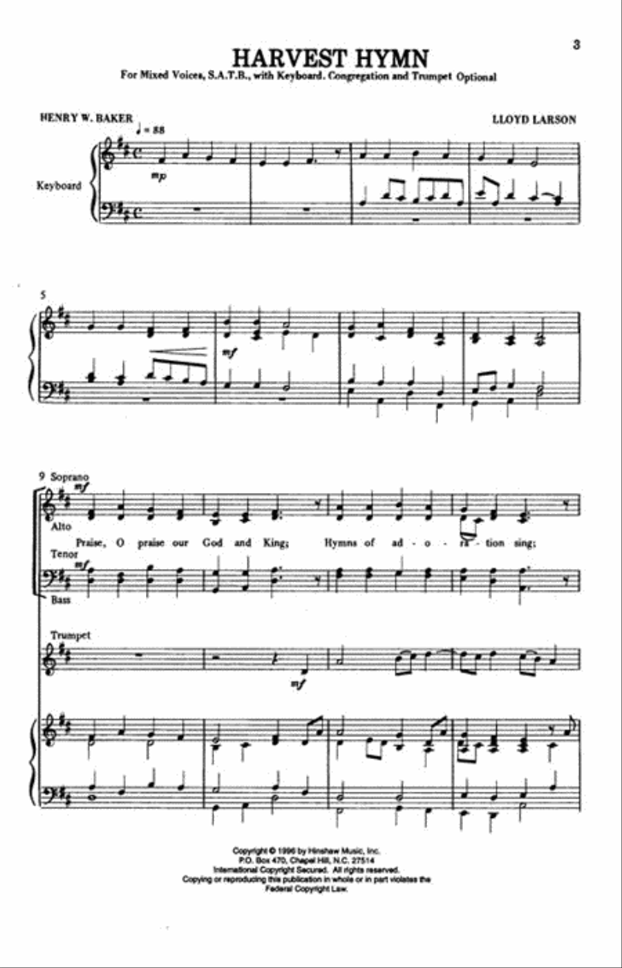 Harvest Hymn by Lloyd Larson 4-Part - Sheet Music page 2