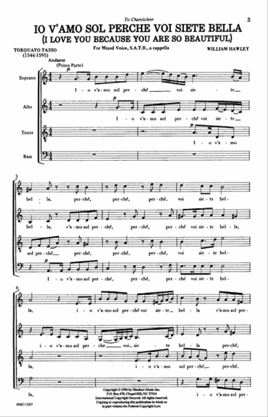 Io V'amo Sol Perche Voi Siete Bella 4-Part scores gallery preview page 2