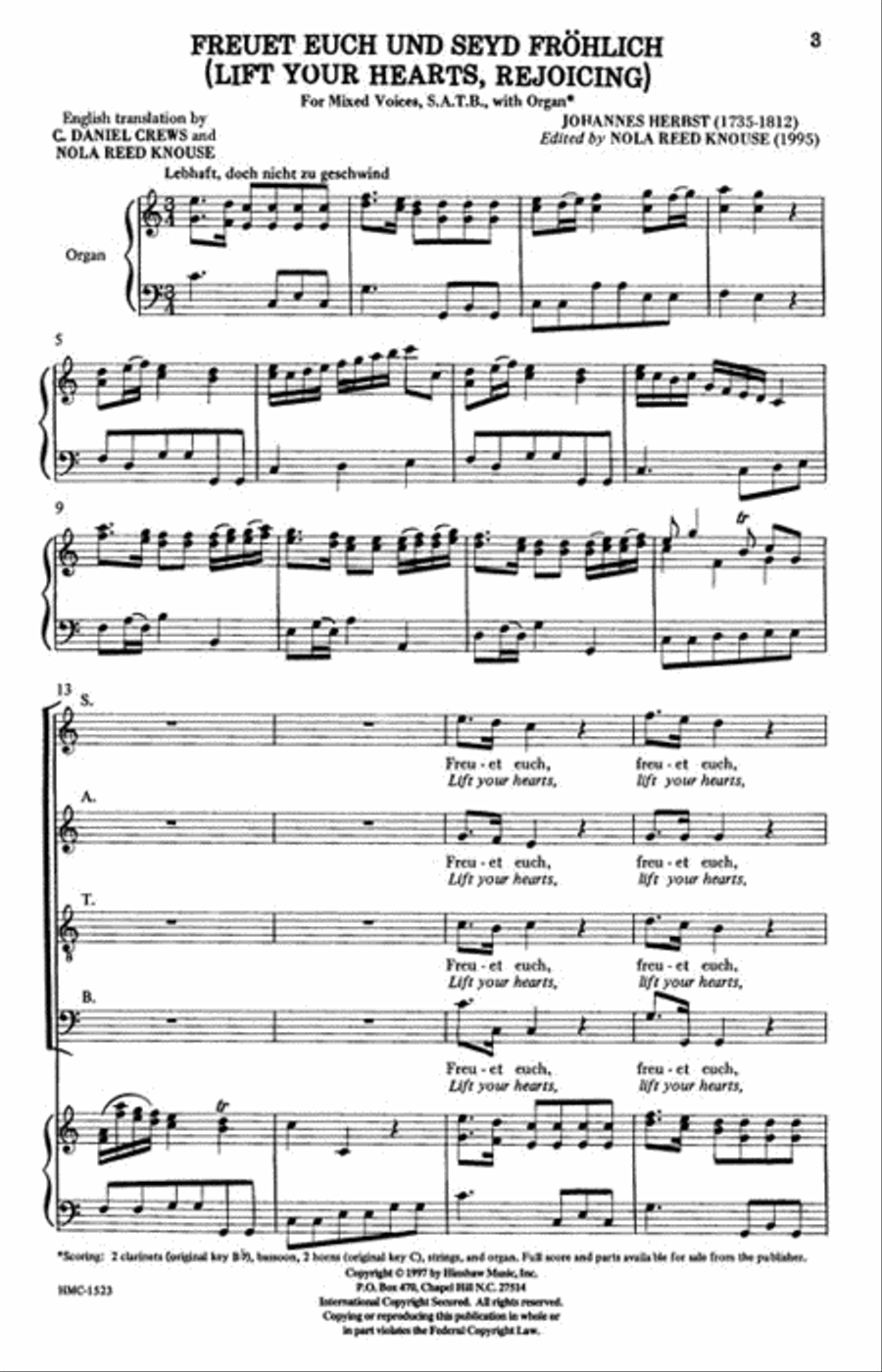 Lift Your Hearts, Rejoicing (freuet Euch Und Seyd Frohlich) 4-Part scores gallery preview page 2