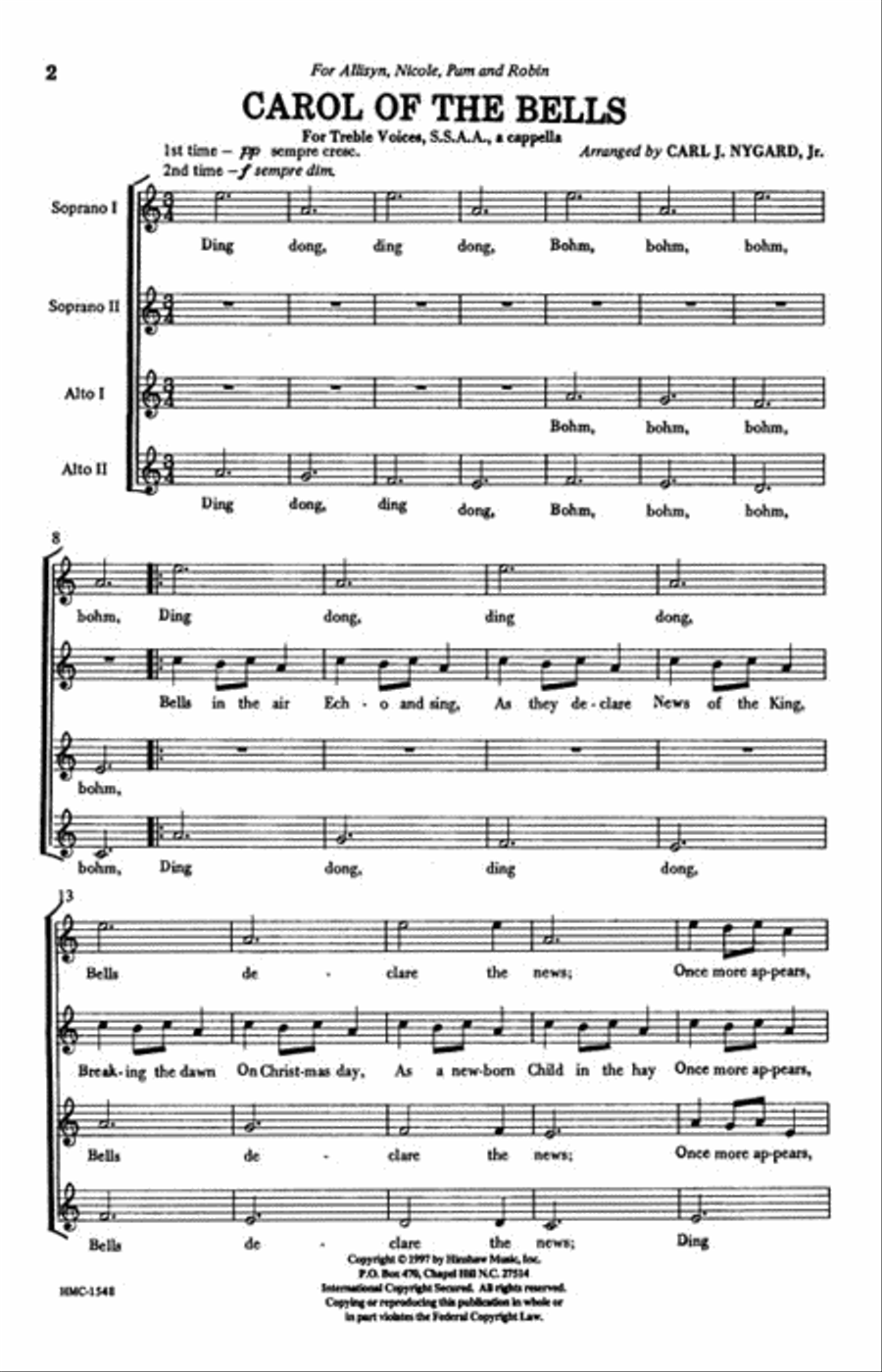 Carol of the Bells Carol of the Bells SSAA scores gallery preview page 2