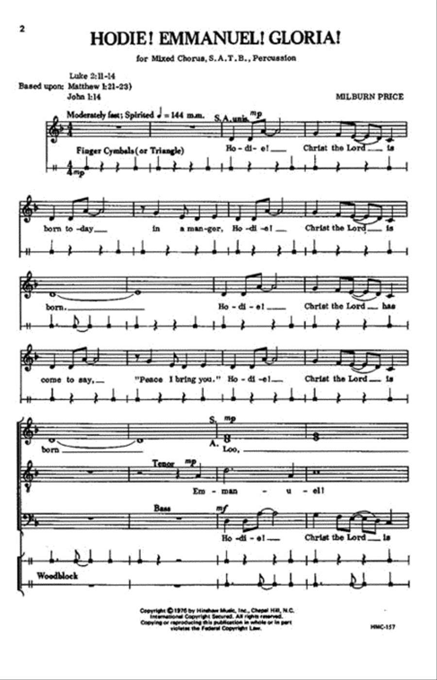 Hodie! Emmanuel! Gloria Hodie! Emmanuel! Gloria 4-Part scores gallery preview page 2