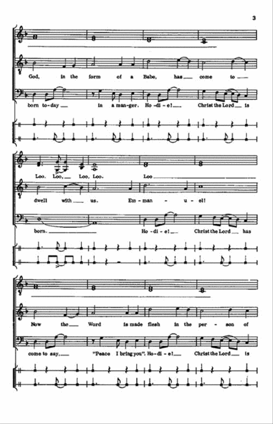 Hodie! Emmanuel! Gloria Hodie! Emmanuel! Gloria 4-Part scores gallery preview page 3